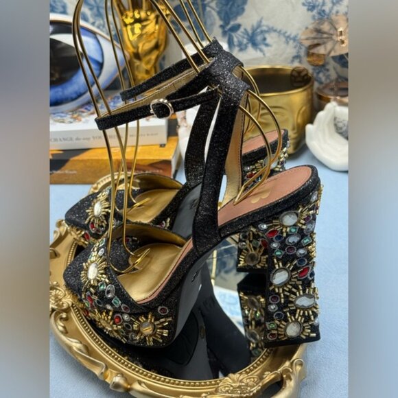 🆕 GB GIANNI BINI 🧿 NWOB Enchant-Ment Bead Embellished Platform Sandals, Sz 7.5 - Picture 8 of 16